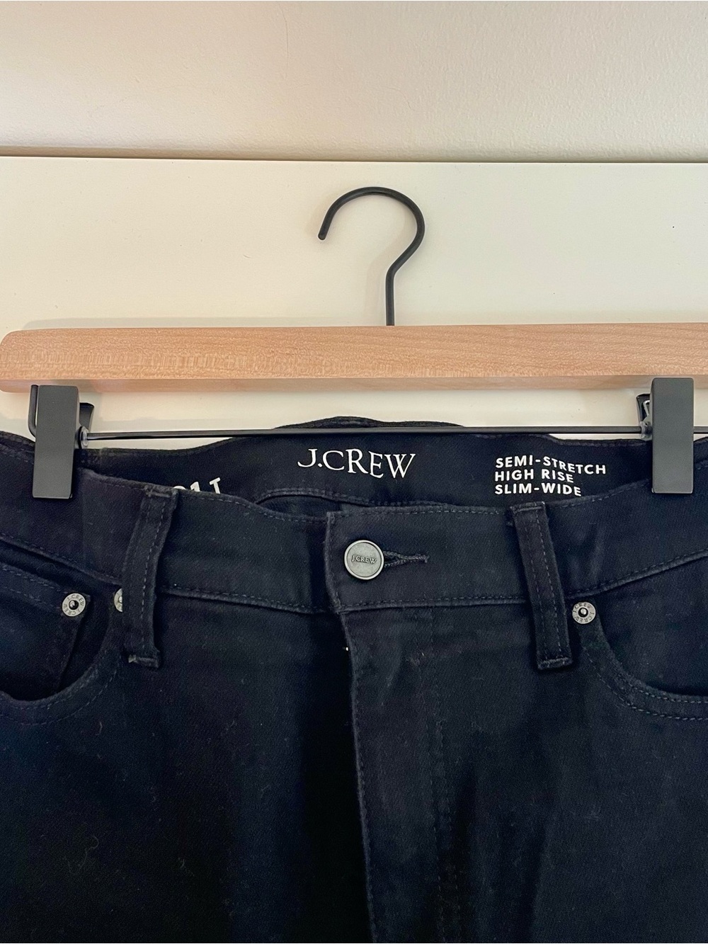 J. Crew Black High-Rise Slim-Wide Jeans (31T) tall length